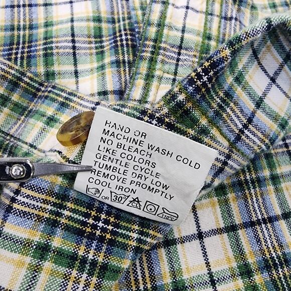 Woolrich Shirt Mens Medium Navy Mini Plaid Woven Short Sleeve Casual Button Up - Picture 16 of 16